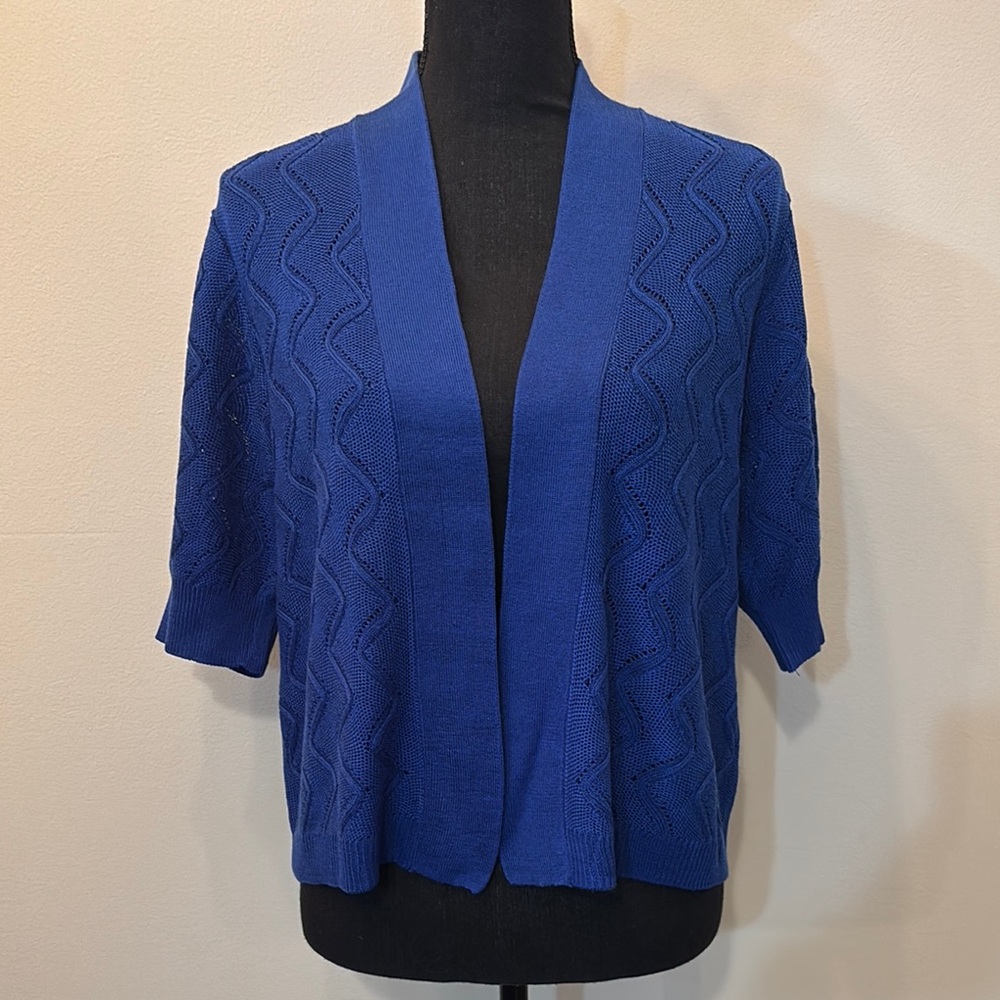 89th & Madison Women’s‎ Royal Blue Open-Front Cardigan Shrug Size XL